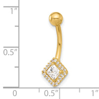 14K 14 Gauge Polished CZ Navel/Belly Ring-BD270