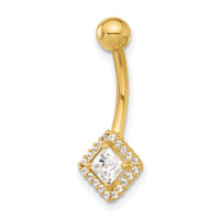 14K 14 Gauge Polished CZ Navel/Belly Ring-BD270