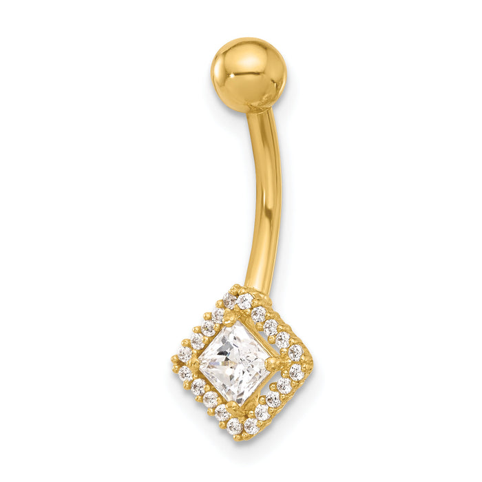 14K 14 Gauge Polished CZ Navel/Belly Ring-BD270