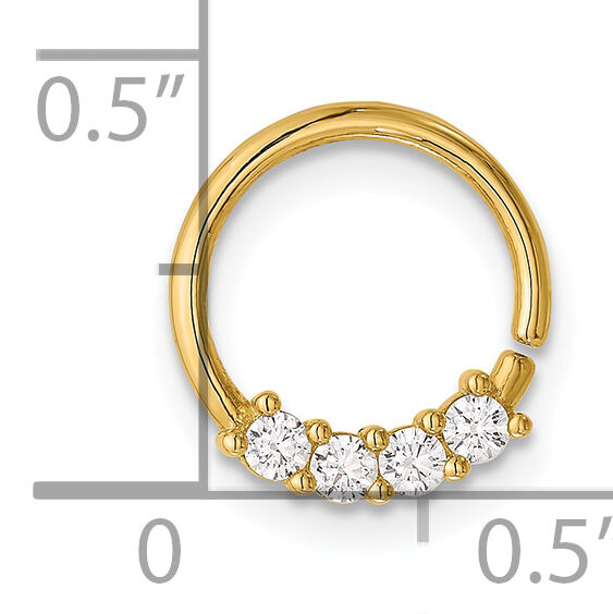 14K 18 Gauge Polished CZ Cartilage Ring-BD271