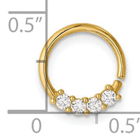 14K 18 Gauge Polished CZ Cartilage Ring-BD271
