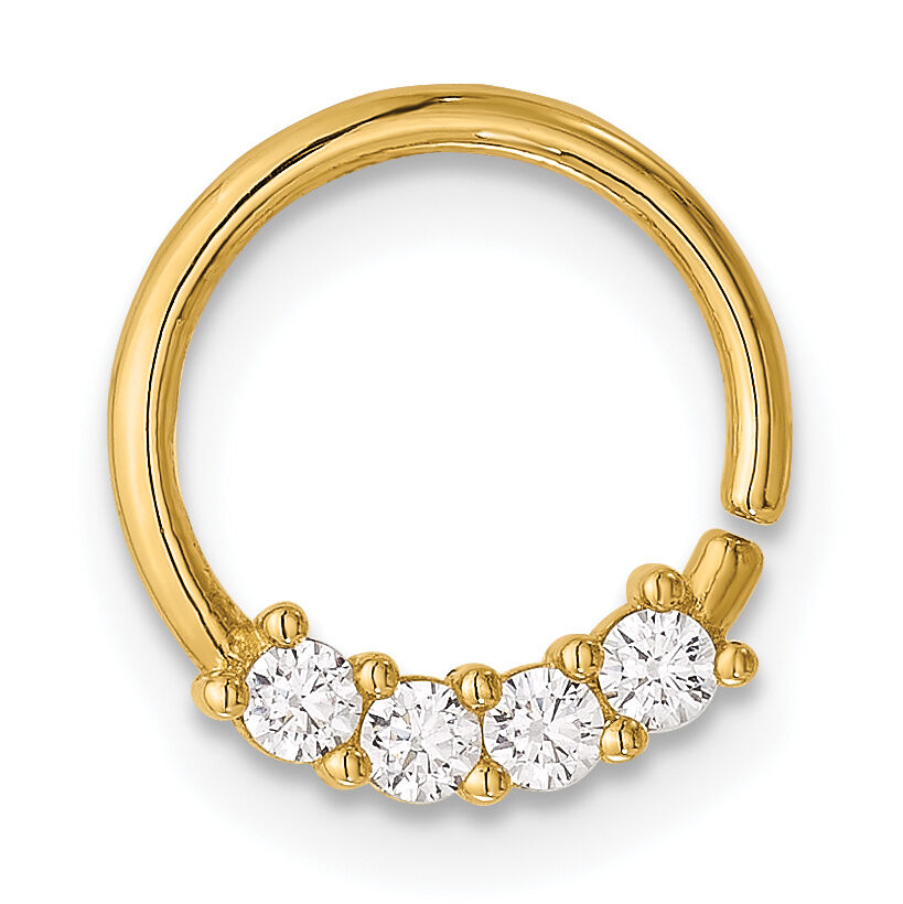 14K 18 Gauge Polished CZ Cartilage Ring-BD271