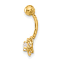 14K 14 Gauge Polished CZ Love Knot Navel/Belly Ring-BD272