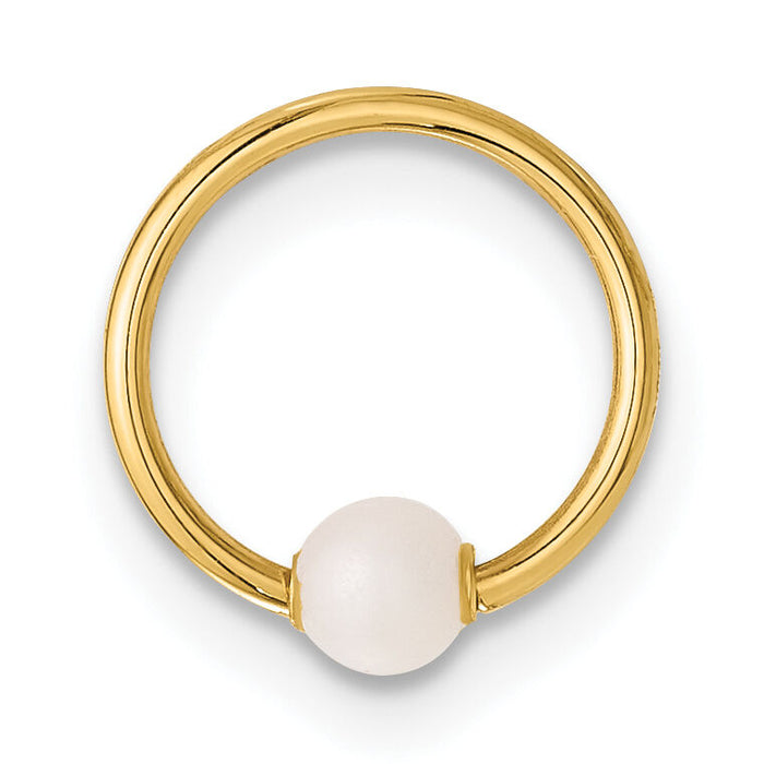 14K 18 Gauge Polished Imitation Pearl Cartilage Ring-BD274