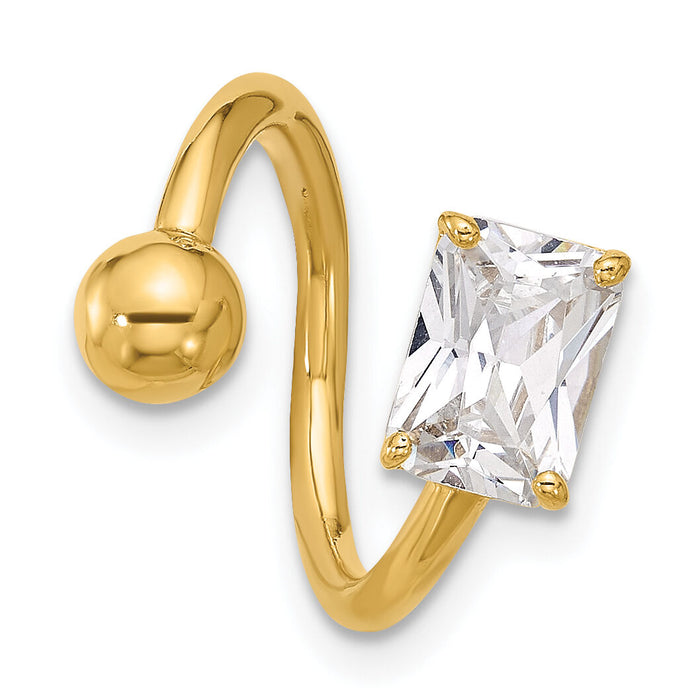 14k 14 Gauge Polished CZ Cartilage Ring-BD275
