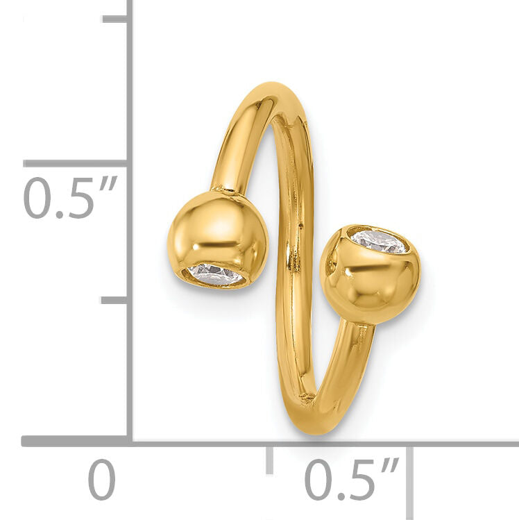 14k 14 Gauge Polished CZ Cartilage Ring-BD276
