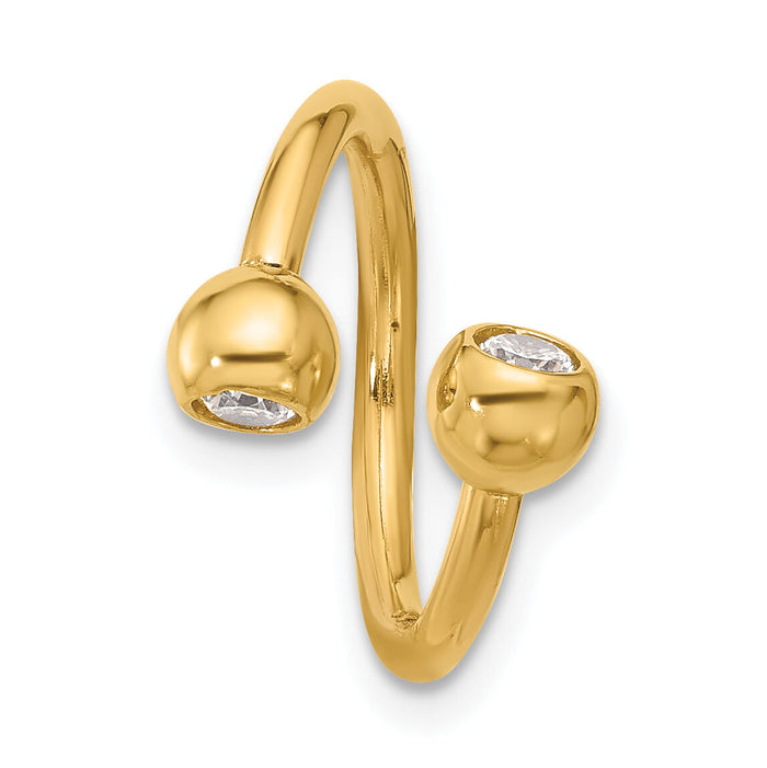 14k 14 Gauge Polished CZ Cartilage Ring-BD276