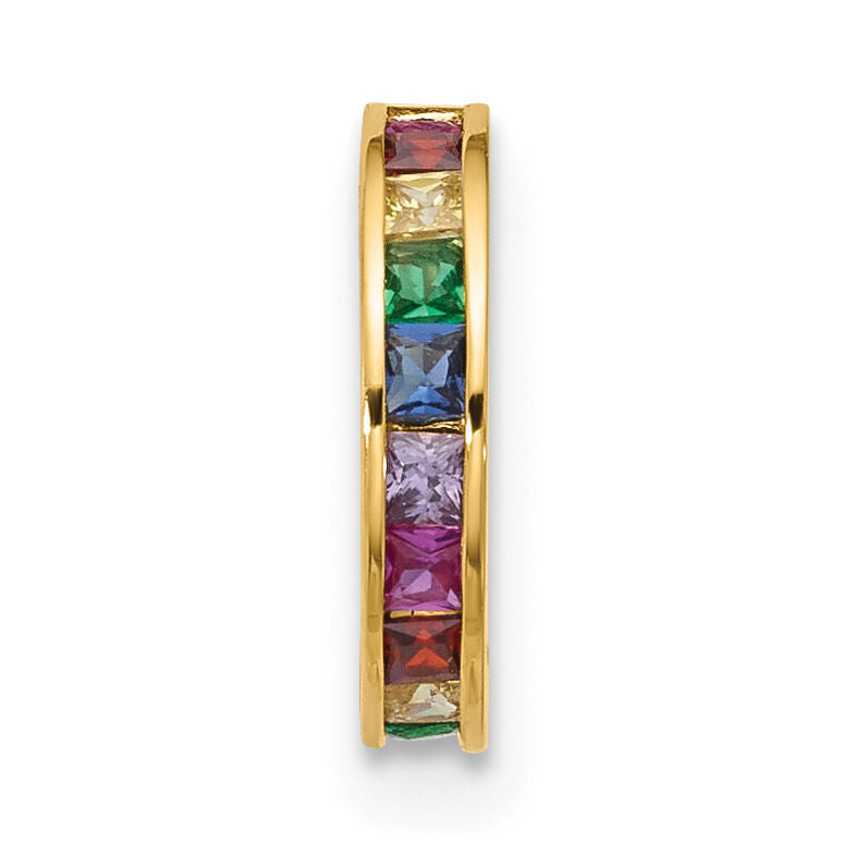 14k 16 Gauge Polished Rainbow CZ Hinged Cartilage Ring-BD278