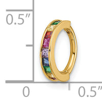14k 16 Gauge Polished Rainbow CZ Hinged Cartilage Ring-BD278
