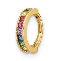 14k 16 Gauge Polished Rainbow CZ Hinged Cartilage Ring-BD278