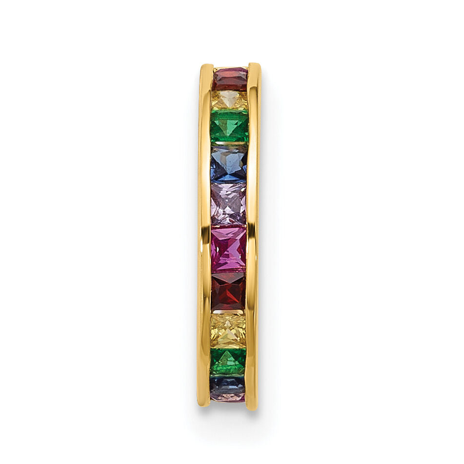 14k 16 Gauge Polished Rainbow CZ Hinged Cartilage Ring-BD279