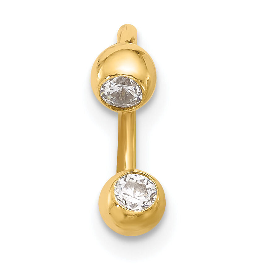 14k 16 Gauge Polished 4mm CZ Cartilage Ring-BD280