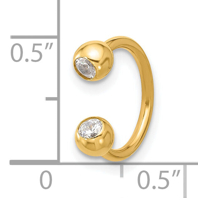 14k 16 Gauge Polished 4mm CZ Cartilage Ring-BD280