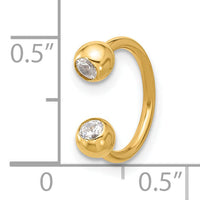 14k 16 Gauge Polished 4mm CZ Cartilage Ring-BD280