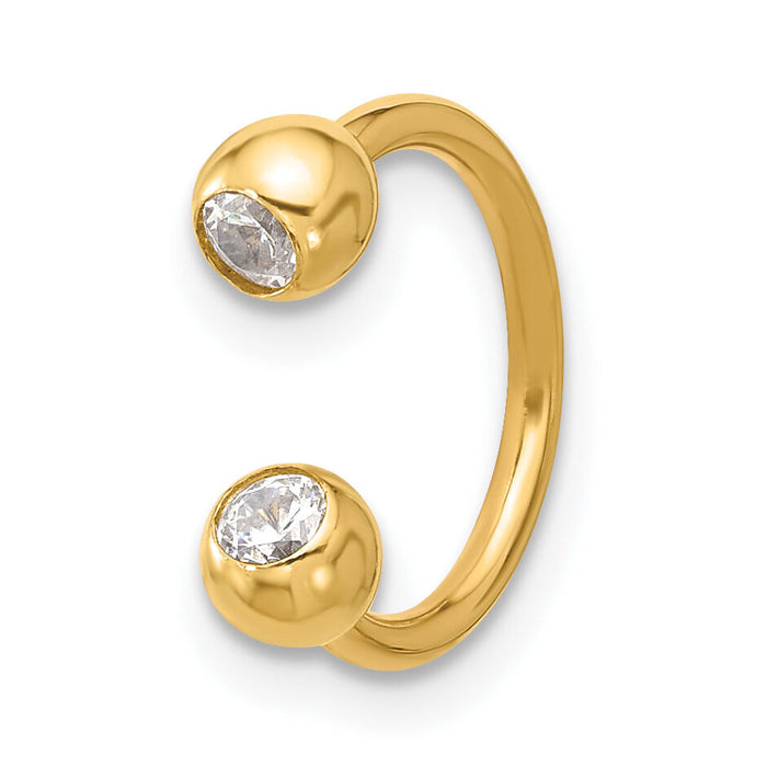 14k 16 Gauge Polished 4mm CZ Cartilage Ring-BD280