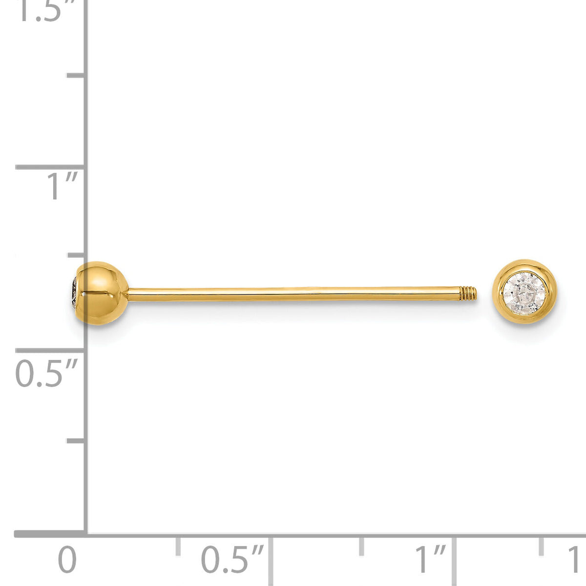 14k 18 Gauge Polished CZ Industrial Body Jewelry-BD281