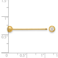 14k 18 Gauge Polished CZ Industrial Body Jewelry-BD281