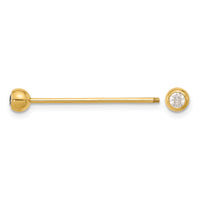 14k 18 Gauge Polished CZ Industrial Body Jewelry-BD281