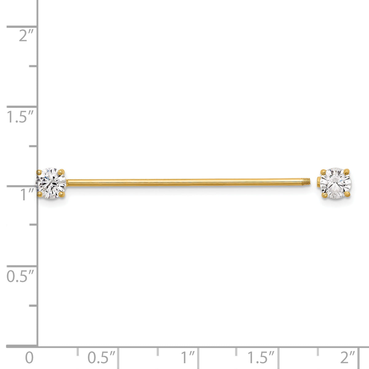 14k 16 Gauge Polished 3mm CZ Industrial Body Jewelry-BD282
