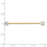 14k 16 Gauge Polished 3mm CZ Industrial Body Jewelry-BD282