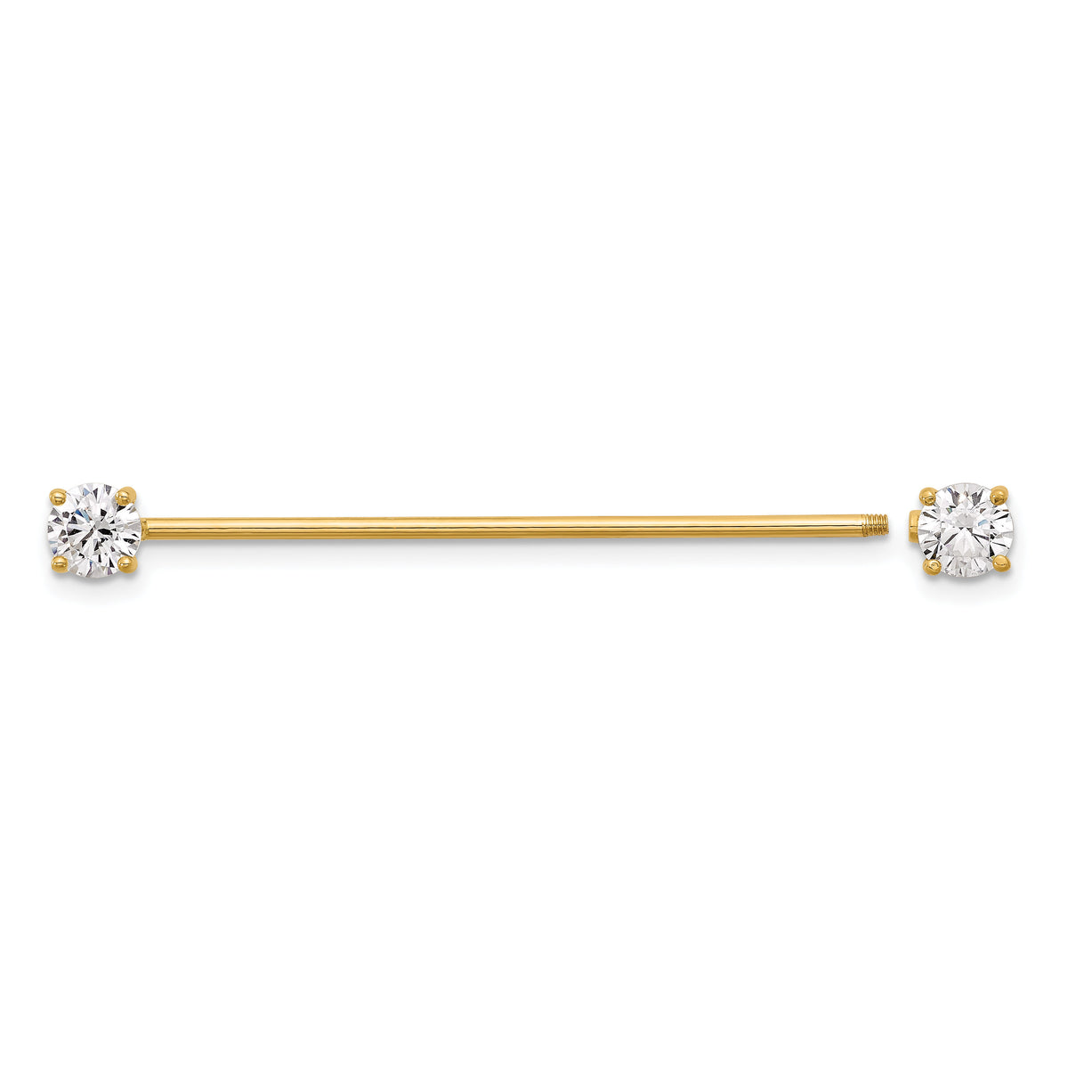 14k 16 Gauge Polished 3mm CZ Industrial Body Jewelry-BD282