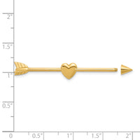14k 14 Gauge Polished Arrow with Heart Industrial Body Jewelry-BD283