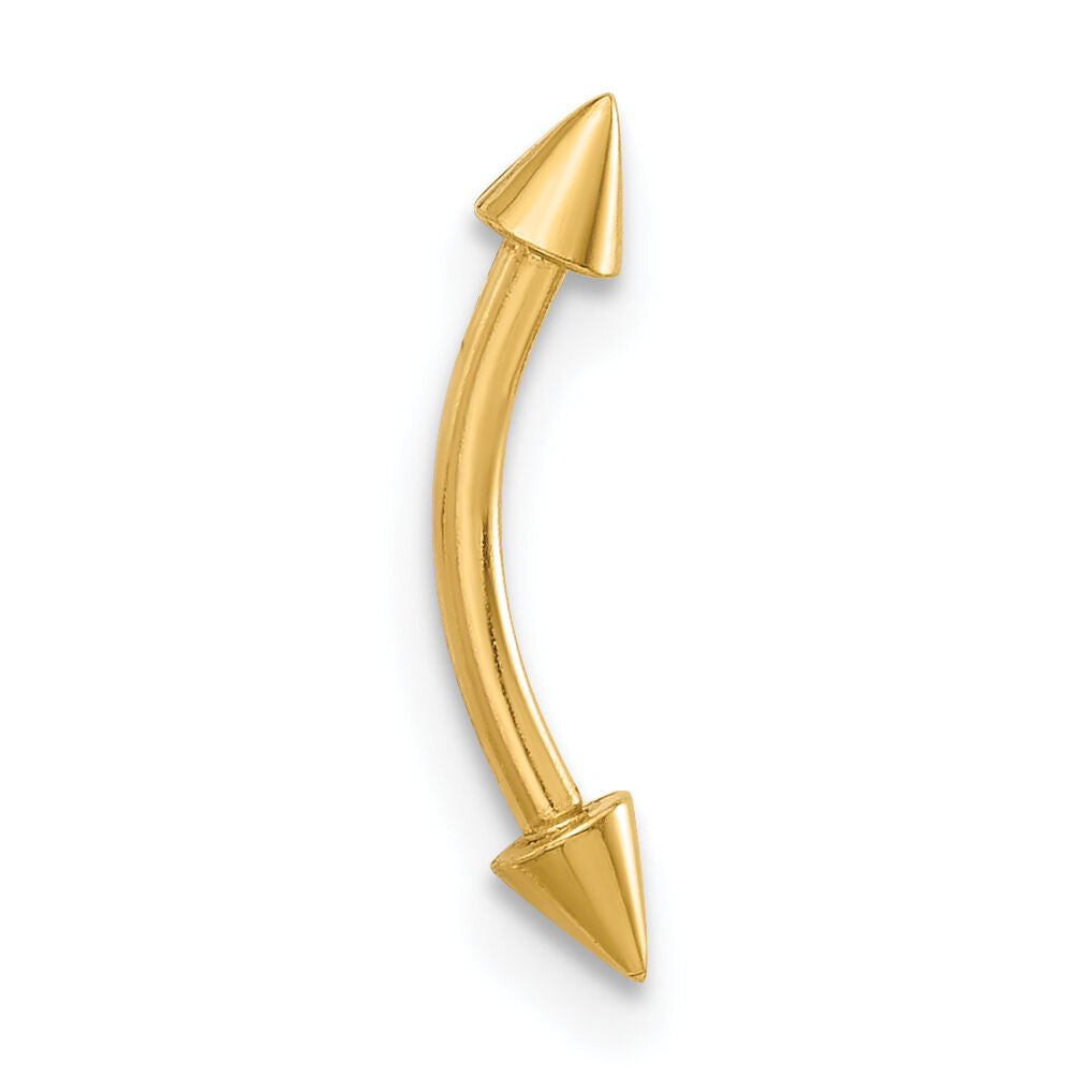 14K 16 Gauge Polished Spiked Eyebrow Ring-BD284