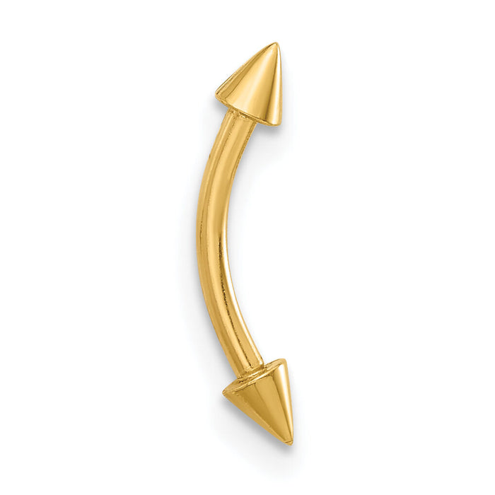 14K 16 Gauge Polished Spiked Eyebrow Ring-BD284