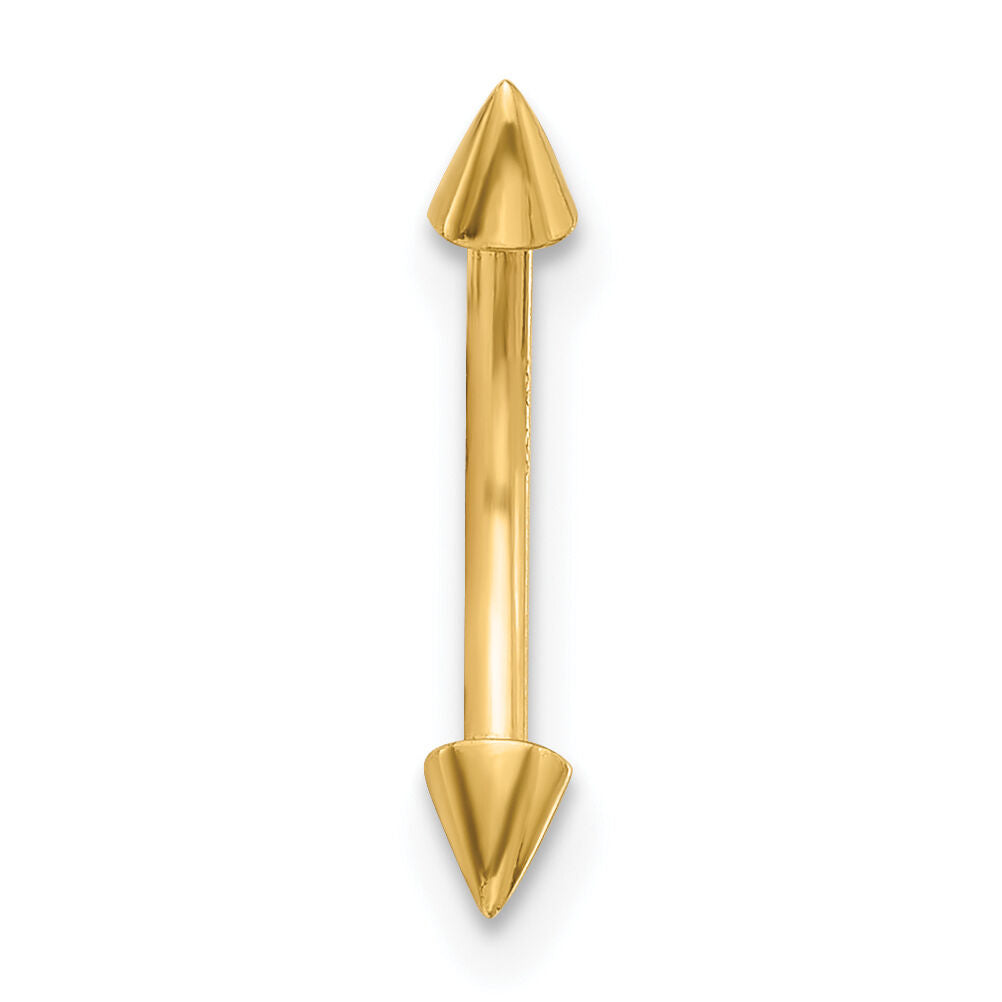 14K 16 Gauge Polished Spiked Eyebrow Ring-BD284