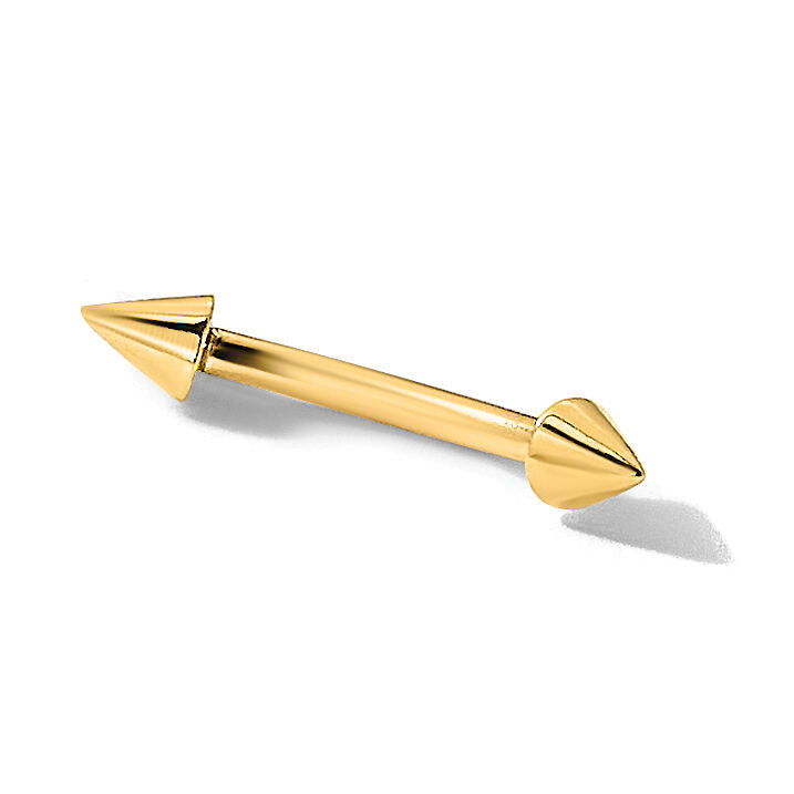 14K 16 Gauge Polished Spiked Eyebrow Ring-BD284