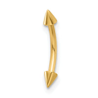 14K 16 Gauge Polished Spiked Eyebrow Ring-BD284
