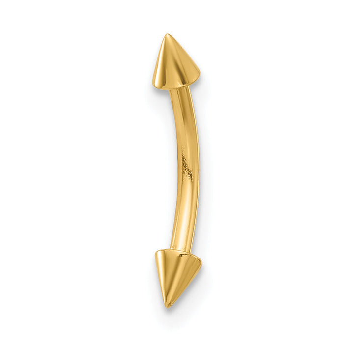 14K 16 Gauge Polished Spiked Eyebrow Ring-BD284
