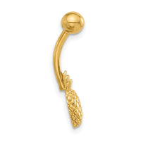 14K 14 Gauge Polished and Textured Pineapple Navel/Belly Ring-BD285