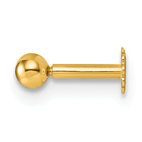 14K Polished 3mm Ball 16 Gauge Labret Stud-BD292
