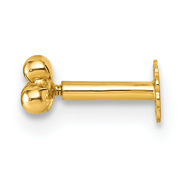 14K Polished Triple Ball 16 Gauge Labret Stud-BD293