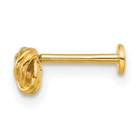 14k 18 Gauge Polished Love Knot Labret Stud-BD295