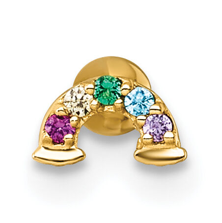 14k 18 Gauge Polished Multicolor CZ and Created Ruby Rainbow Labret Stud-BD297