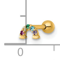 14k 18 Gauge Polished Multicolor CZ and Created Ruby Rainbow Labret Stud-BD297