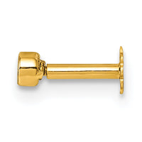 14K Polished Round Bezel CZ 16 Gauge Labret Stud-BD298