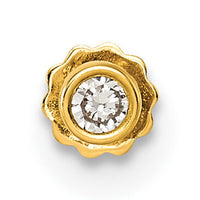 14K Polished Round Bezel CZ 16 Gauge Labret Stud-BD298