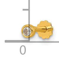 14K Polished Round Bezel CZ 16 Gauge Labret Stud-BD298