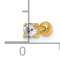 14k 18 Gauge Polished 3.0mm Round CZ Labret Stud-BD299