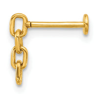 14k 18 Gauge Polished Dangling Cable Link Labret Stud-BD300
