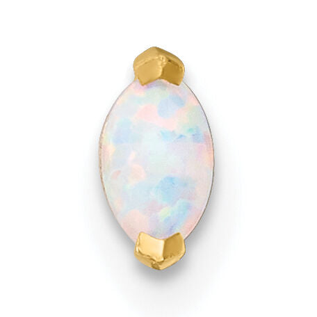 14k 18 Gauge Polished Navette Created Opal Labret Stud-BD301