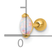 14k 18 Gauge Polished Navette Created Opal Labret Stud-BD301
