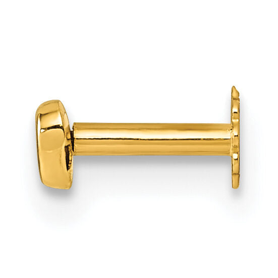 14K Polished Heart CZ 16 Gauge Labret Stud-BD302