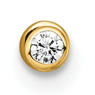 14k 18 Gauge Polished 2.5mm Round CZ Labret Stud-BD303