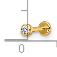 14k 18 Gauge Polished 2.5mm Round CZ Labret Stud-BD303