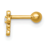 14k 18 Gauge Polished CZ Cross Labret Stud-BD304