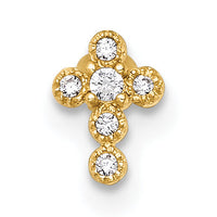 14k 18 Gauge Polished CZ Cross Labret Stud-BD304